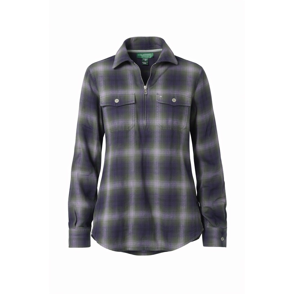 Lauren Ralph Lauren Shirt Womens Small Plaid Green Purple 1/4 Zip‎ Casual